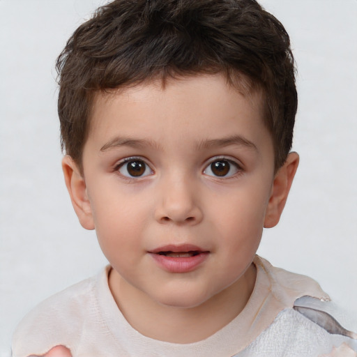 Neutral white child male with short  brown hair and brown eyes