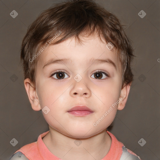 Neutral white child male with short  brown hair and brown eyes