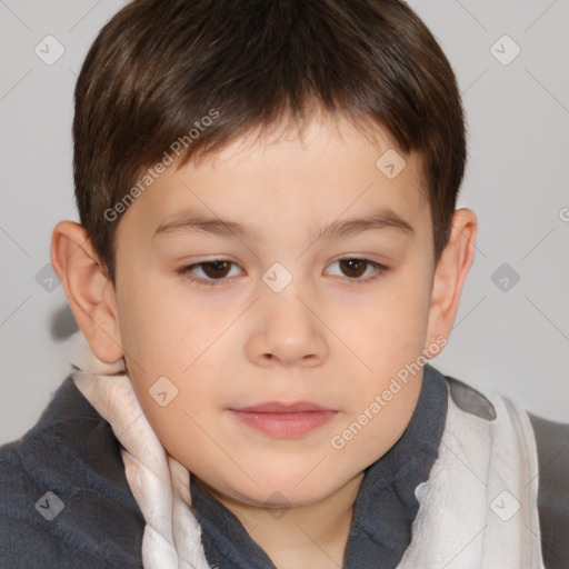 Neutral white child male with short  brown hair and brown eyes