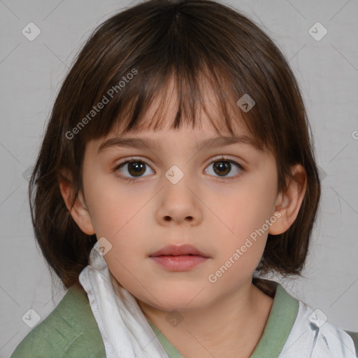 Neutral white child female with medium  brown hair and brown eyes