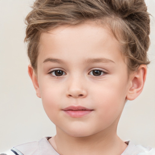 Neutral white child male with short  brown hair and brown eyes