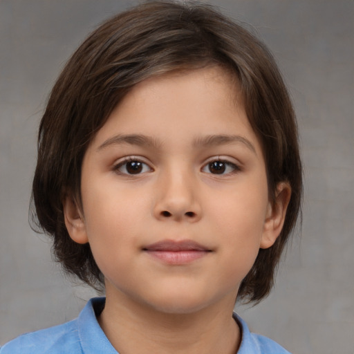 Neutral white child female with medium  brown hair and brown eyes
