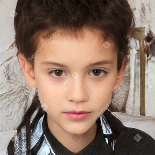 Neutral white child male with short  brown hair and brown eyes