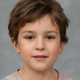 Neutral white child male with short  brown hair and brown eyes