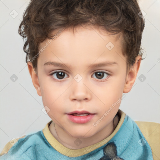 Neutral white child male with short  brown hair and brown eyes