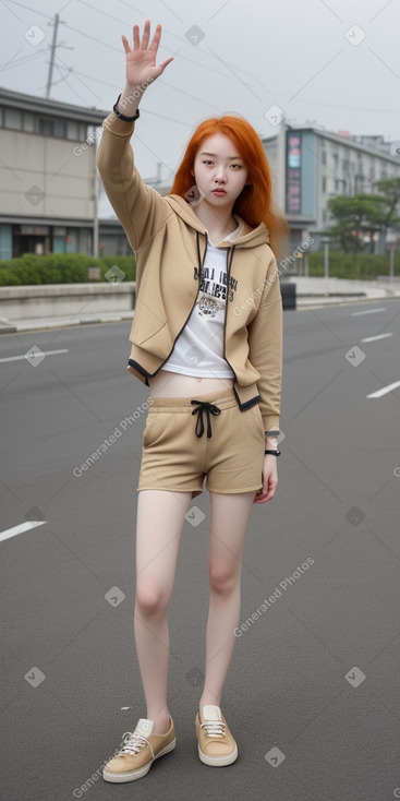 South korean young adult female with  ginger hair