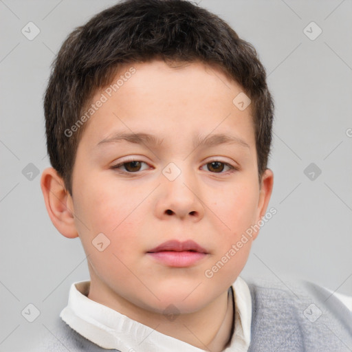 Neutral white child male with short  brown hair and brown eyes