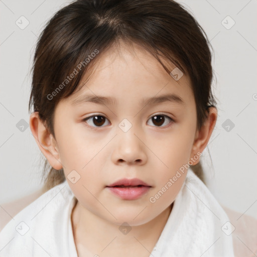 Neutral white child female with medium  brown hair and brown eyes