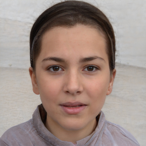 Neutral white young-adult female with short  brown hair and brown eyes