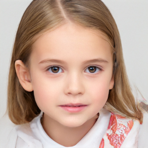 Neutral white child female with medium  brown hair and brown eyes