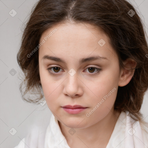 Neutral white child female with medium  brown hair and brown eyes