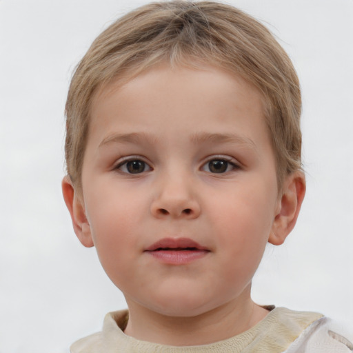 Neutral white child male with short  brown hair and grey eyes