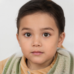 Neutral white child female with short  brown hair and brown eyes