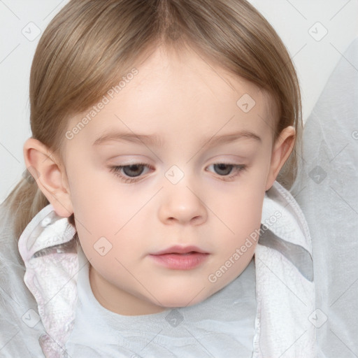 Neutral white child female with medium  brown hair and brown eyes