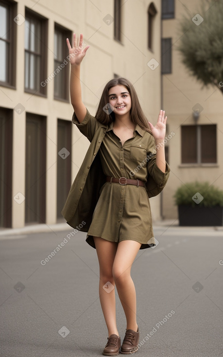 Teenager female with  brown hair