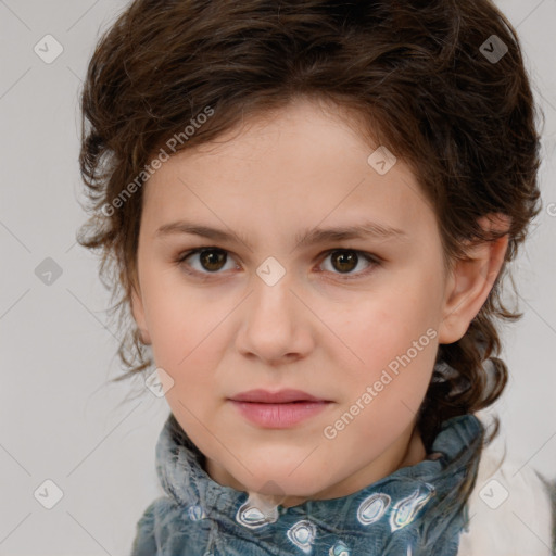 Neutral white child female with medium  brown hair and brown eyes