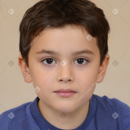 Neutral white child male with short  brown hair and brown eyes