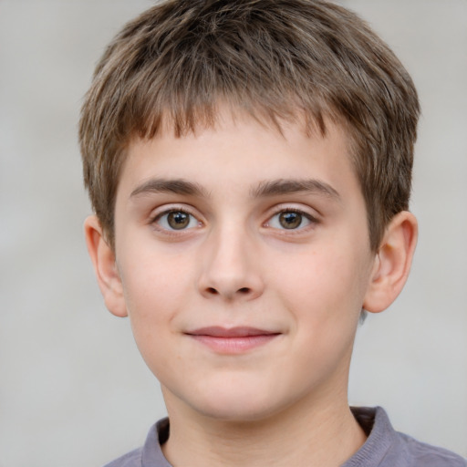 Neutral white child male with short  brown hair and brown eyes