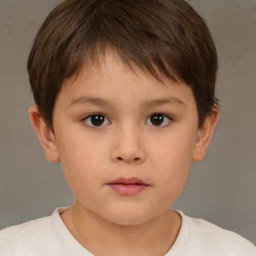 Neutral white child female with short  brown hair and brown eyes