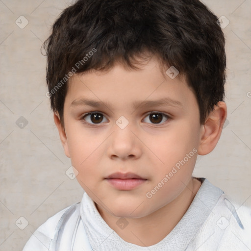 Neutral white child male with short  brown hair and brown eyes