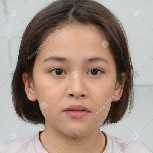 Neutral white child female with medium  brown hair and brown eyes