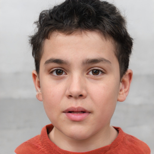 Neutral white child male with short  brown hair and brown eyes