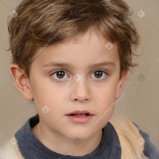 Neutral white child male with short  brown hair and brown eyes