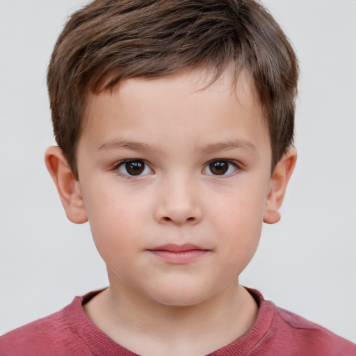 Neutral white child male with short  brown hair and brown eyes