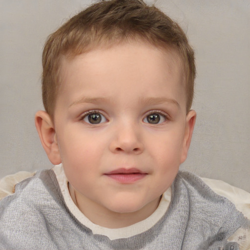 Neutral white child male with short  brown hair and brown eyes