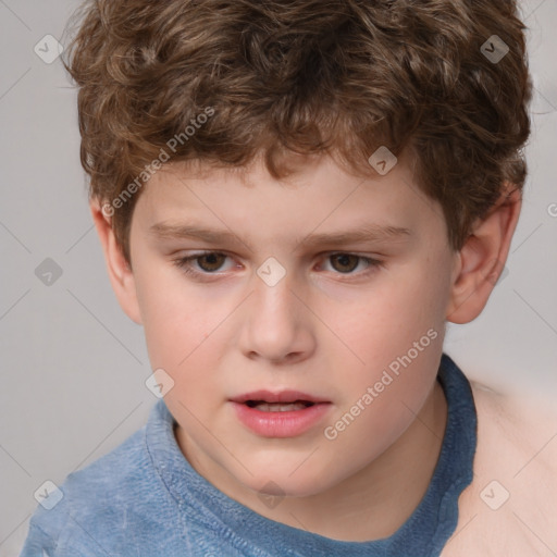 Neutral white child male with short  brown hair and brown eyes