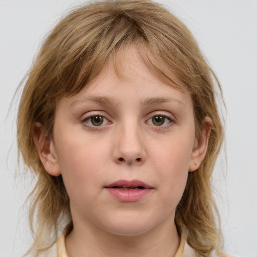 Neutral white young-adult female with medium  brown hair and grey eyes