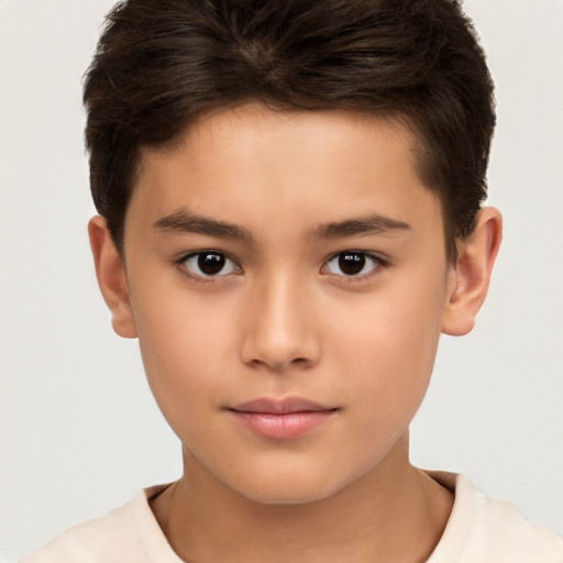 Neutral white child male with short  brown hair and brown eyes