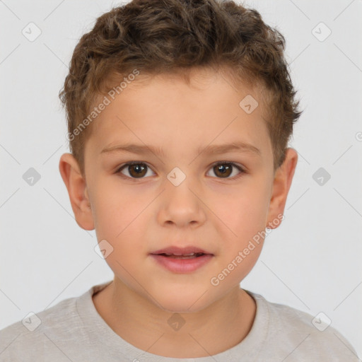 Neutral white child male with short  brown hair and brown eyes