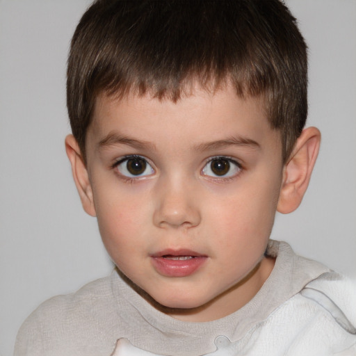 Neutral white child male with short  brown hair and brown eyes