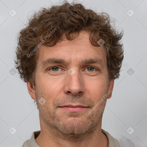 Neutral white adult male with short  brown hair and brown eyes