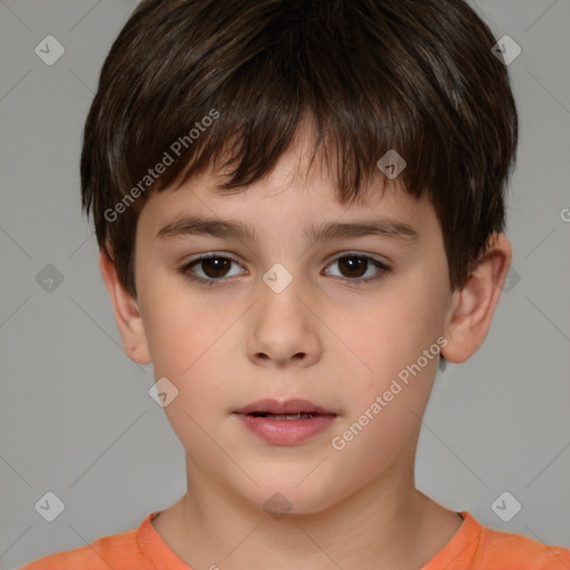 Neutral white child male with short  brown hair and brown eyes