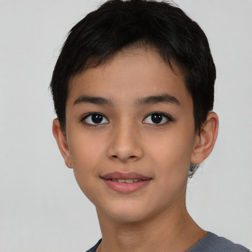 Joyful asian young-adult female with short  black hair and brown eyes