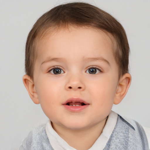 Neutral white child male with short  brown hair and brown eyes