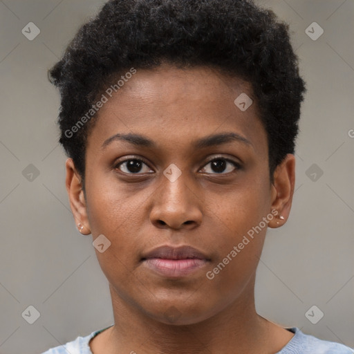 Neutral black young-adult male with short  brown hair and brown eyes