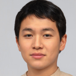 Neutral asian young-adult male with short  brown hair and brown eyes