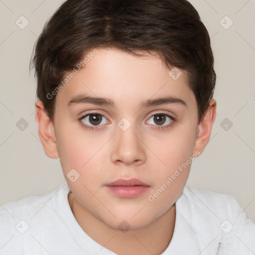 Neutral white child female with short  brown hair and brown eyes