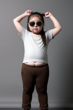 Mongolian child girl with  brown hair