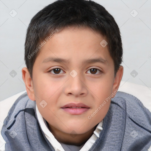 Neutral white child male with short  brown hair and brown eyes