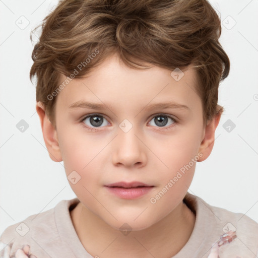 Neutral white child male with short  brown hair and brown eyes