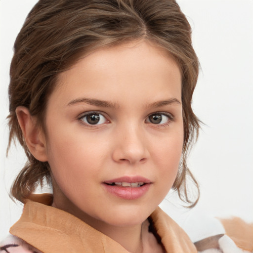 Neutral white child female with medium  brown hair and brown eyes