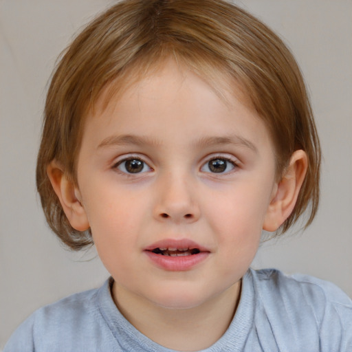 Neutral white child female with medium  brown hair and brown eyes