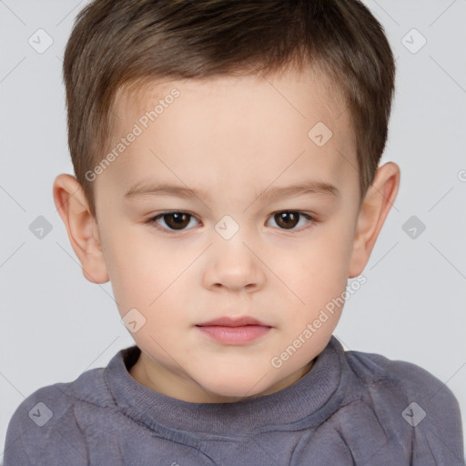 Neutral white child male with short  brown hair and brown eyes