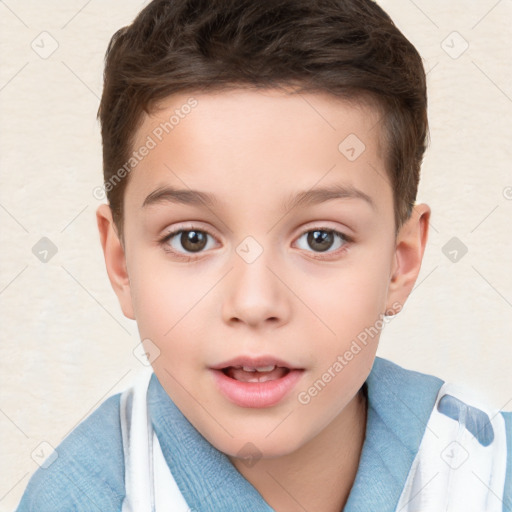 Neutral white child male with short  brown hair and brown eyes