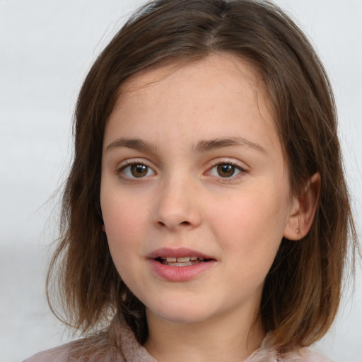 Neutral white child female with medium  brown hair and brown eyes