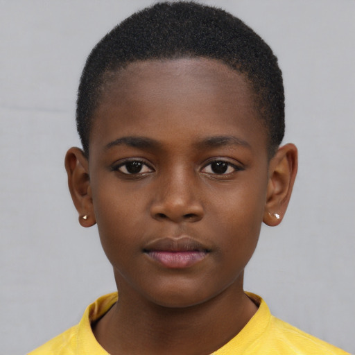 Neutral black child female with short  brown hair and brown eyes